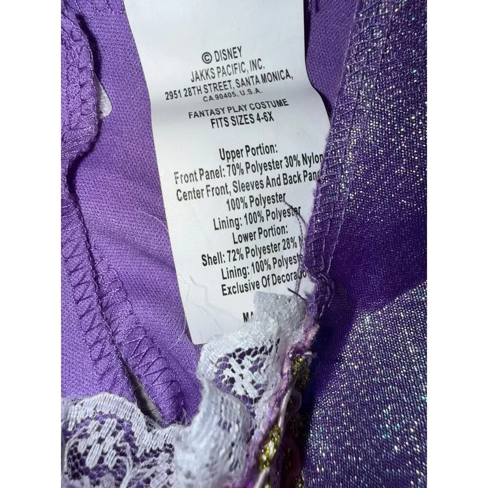 Disney Rapunzel Tangled Girls' halloween Costume Purple pink Dress up size 4-6X